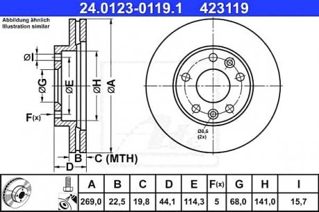 Гальмівний диск ATE 24.0123-0119.1 (фото 1)