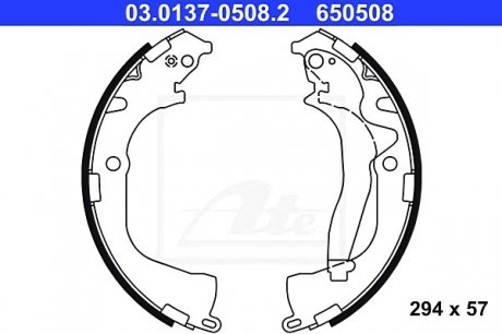 Колодки гальмівні барабанні к-кт ATE ="03.0137-0508.2" (фото 1)