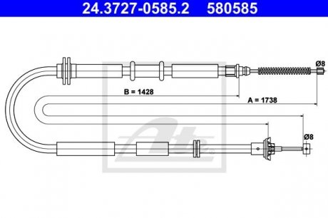 - Трос ручного гальма ATE 24.3727-0585.2 (фото 1)