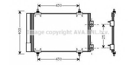 Конденсор кондиционера C4, C4 PICASSO, P307 04- (AVA) AVA COOLING CNA5231D (фото 1)