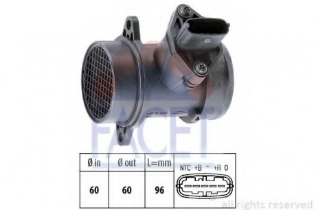 Расходомер воздуха (5 конт.) FIAT DOBLO, PUNTO 1.3D, 1.4 03- FACET 10.1158 (фото 1)