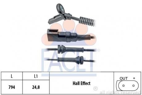 Датчик ABS передний Ford Fusion 02-13 (790 мм) FACET 21.0151 (фото 1)