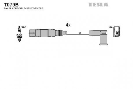 Кабель зажигания, к-кт Аналог TES T857C Seat, VW Polo 97-01 1,0;1,4 ALD, AUC, AKP, ANW, ANV Tesla T079B (фото 1)