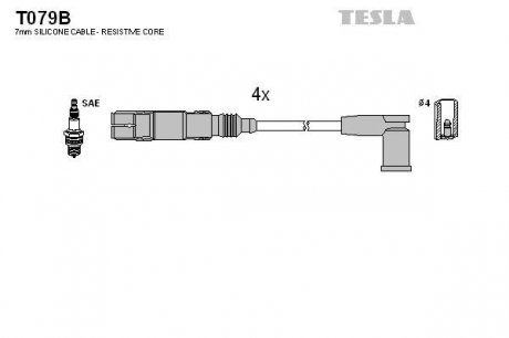 Кабель запалювання к-кт Аналог TES T857C Seat, VW Polo 97-01 1,0 Tesla T079B (фото 1)