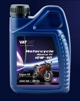 Масло мотоциклетное Motorcycle 4T mineral 10W40, 1л., (API SG, JASO MA) VATOIL 50505 (фото 1)