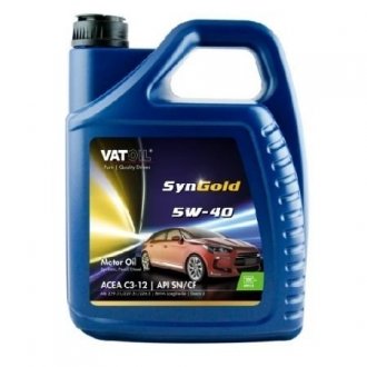 Масло моторное SynGold 5W40, 5л., (ACEA C3-12, API SN, CF) VATOIL 50195 (фото 1)