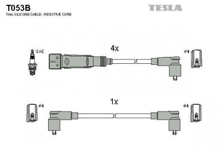 Комплект высоковольтных проводов Tesla T053B (фото 1)