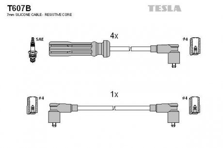 Комплект высоковольтных проводов Tesla T607B (фото 1)
