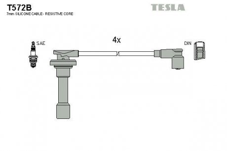 Комплект высоковольтных проводов Tesla T572B (фото 1)