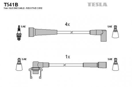 Комплект высоковольтных проводов Tesla T541B (фото 1)