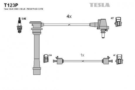 К-т дротів високої напруги Tesla T123P (фото 1)