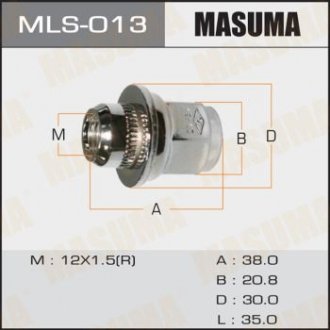 Гайка 12x1.5 короткие с шайбой D 30mm, под ключ=21мм Toyota, Daihatsu, Lexus, Mitsubishi Masuma MLS013 (фото 1)