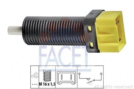 Выключатель, привод сцепления (Tempomat), Выключатель, привод сцепления (управление двигателем) FACET 7.1134 (фото 1)