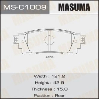 Колодки дисковые NX200, ZGZ10L, ZGZ15L rear (1, 12) Masuma MSC1009 (фото 1)