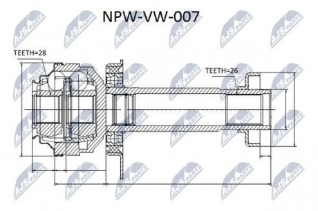 ШРУС ВНУТРЕННИЙVW T5 1.9TDI 03- RIGHT, производитель NTY NPW-VW-007 (фото 1)