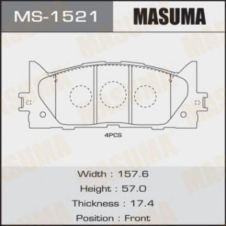 Колодки дисковые CAMRY, ACV4# front (1, 10) Masuma MS1521 (фото 1)