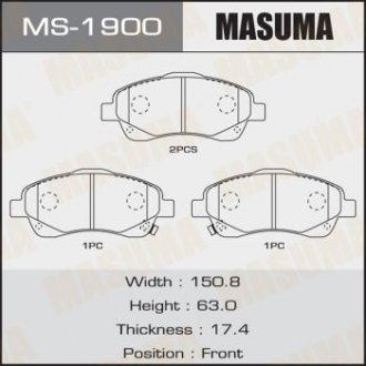 Колодки дисковые (1, 12) Masuma MS-1900 (фото 1)