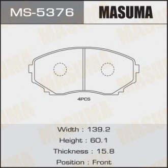 Колодки дисковые (1, 12) Masuma MS5376 (фото 1)