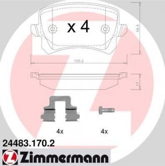 Комплект тормозных колодок ZIMMERMANN 24483.170.2 (фото 1)