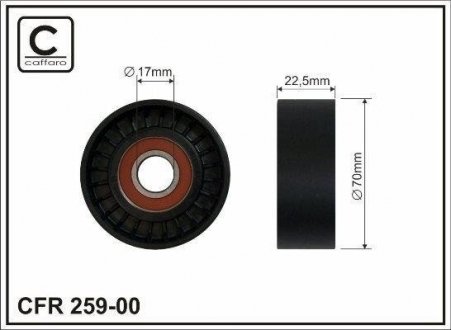 (Ролик 70x17x22) Натяжний механізм DB KLASA A (W168) A 170 CDI (168.009, 168.109), CAFFARO 259-00 (фото 1)