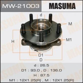 Ступичный узел пер без шлицов для зд привода front FUGA Y50, 51 SKYLINE V36 Masuma MW21003 (фото 1)
