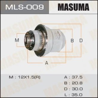 Гайка 12x1.5, под ключ=21мм, с шайбой D 32mm упаковка 20 шт Masuma MLS-009 (фото 1)