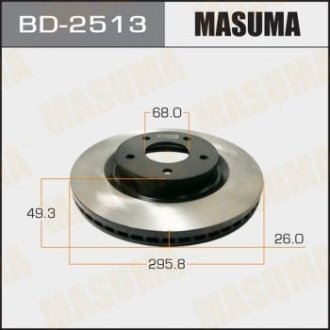 Диск тормозной передний Nissan Teana (08-14) (Кратно 2 шт) Masuma BD2513 (фото 1)