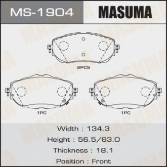 Колодки дисковые AURIS, NDE180L, ZRE185L front (1, 12) Masuma MS1904 (фото 1)