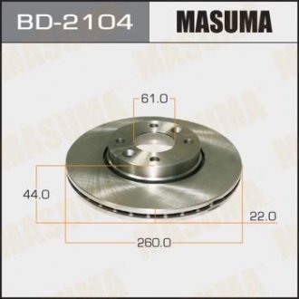 Диск тормозной front MICRA, K12E, NOTE, E11E 02- [уп.2] Masuma BD2104 (фото 1)