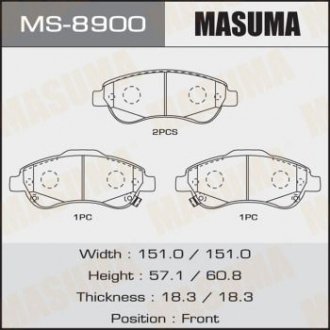 Колодка тормозная передняя Honda CR-V (07-16) Masuma MS-8900 (фото 1)