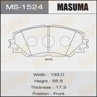 Колодки дисковые AURIS, NZE15#H, ZRE15#H front Masuma MS1524 (фото 1)