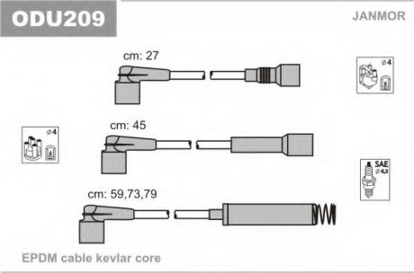 Комплект проводов задигания Opel Vectra A 1.4, 1.6 Janmor ODU209 (фото 1)
