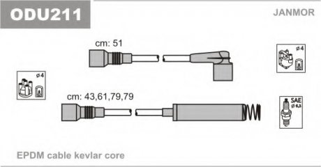 Комплект проводов зажигания opel: kadett 1.82.0 8 Janmor ODU211 (фото 1)