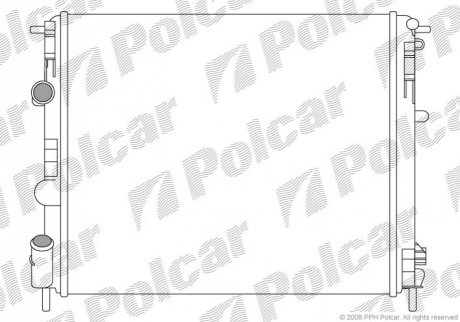 Радіатор охолодження двигуна Logan I 1.4 / Logan I 1.6 / Sandero 1.4 / Sandero 1.6 / Kubistar 1.6 16V / Clio II 1.2 / Clio II 1.4 / Clio II 1.6 Flex / Kangoo 1.2 / Kangoo 1.4 / Kangoo 1.6 16V 4WD / Kangoo 1.9 dCi 4WD Polcar 601508A4 (фото 1)