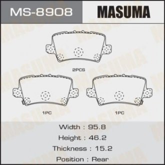Колодки дисковые CIVIC rear (1, 12) Masuma MS8908 (фото 1)