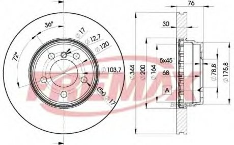 Диск торм. передний 344mm Range Rover 02-12 Fremax BD-2207 (фото 1)