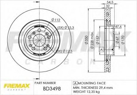 Диск тормозной передний, X166, W166, C292 11- Fremax BD3498 (фото 1)