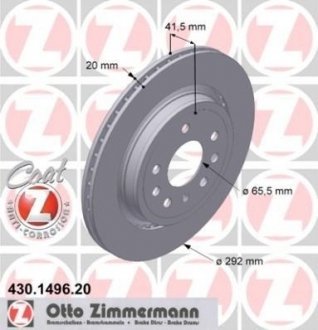 Диск тормозной вентильований, Coat Z ZIMMERMANN 430.1496.20 (фото 1)