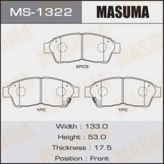 Колодки дисковые (1, 12) Masuma MS-1322 (фото 1)