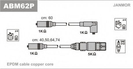 Комплект кабелів високовольтних Janmor ABM62P (фото 1)