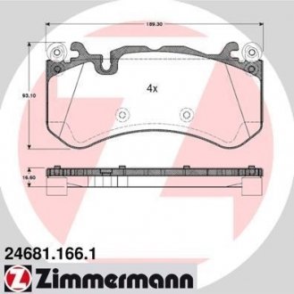Комплект тормозных колодок ZIMMERMANN 24681.166.1 (фото 1)