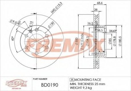 Тормозной диск Fremax BD0190 (фото 1)