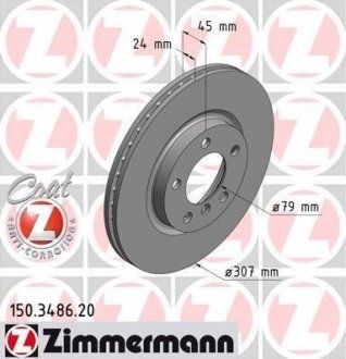 Тормозной диск ZIMMERMANN '150348620' (фото 1)