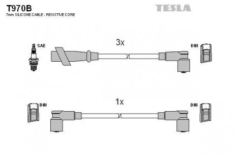 Комплект высоковольтных проводов Tesla T970B (фото 1)