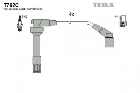 Комплект высоковольтных проводов Tesla T782C (фото 1)