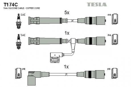Комплект высоковольтных проводов Tesla T174C (фото 1)