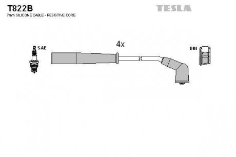 Комплект высоковольтных проводов Tesla T822B (фото 1)