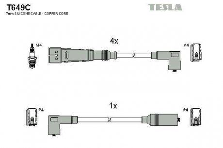 Комплект высоковольтных проводов Tesla T649C (фото 1)