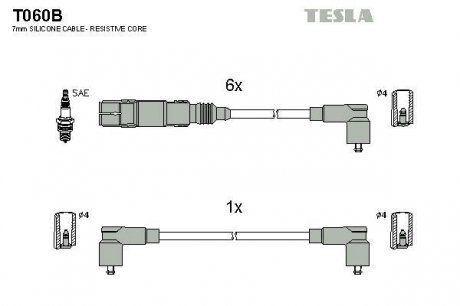 Комплект высоковольтных проводов Tesla T060B (фото 1)