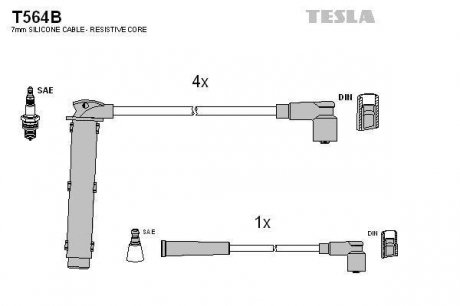 Комплект высоковольтных проводов Tesla T564B (фото 1)